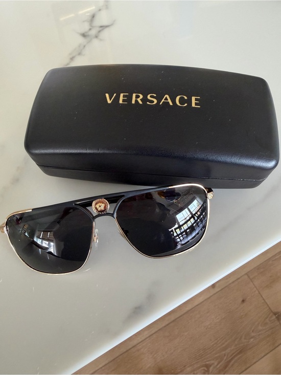 Versace Accessories - Versace Black and Gold Medusa Pilot Sunglasses